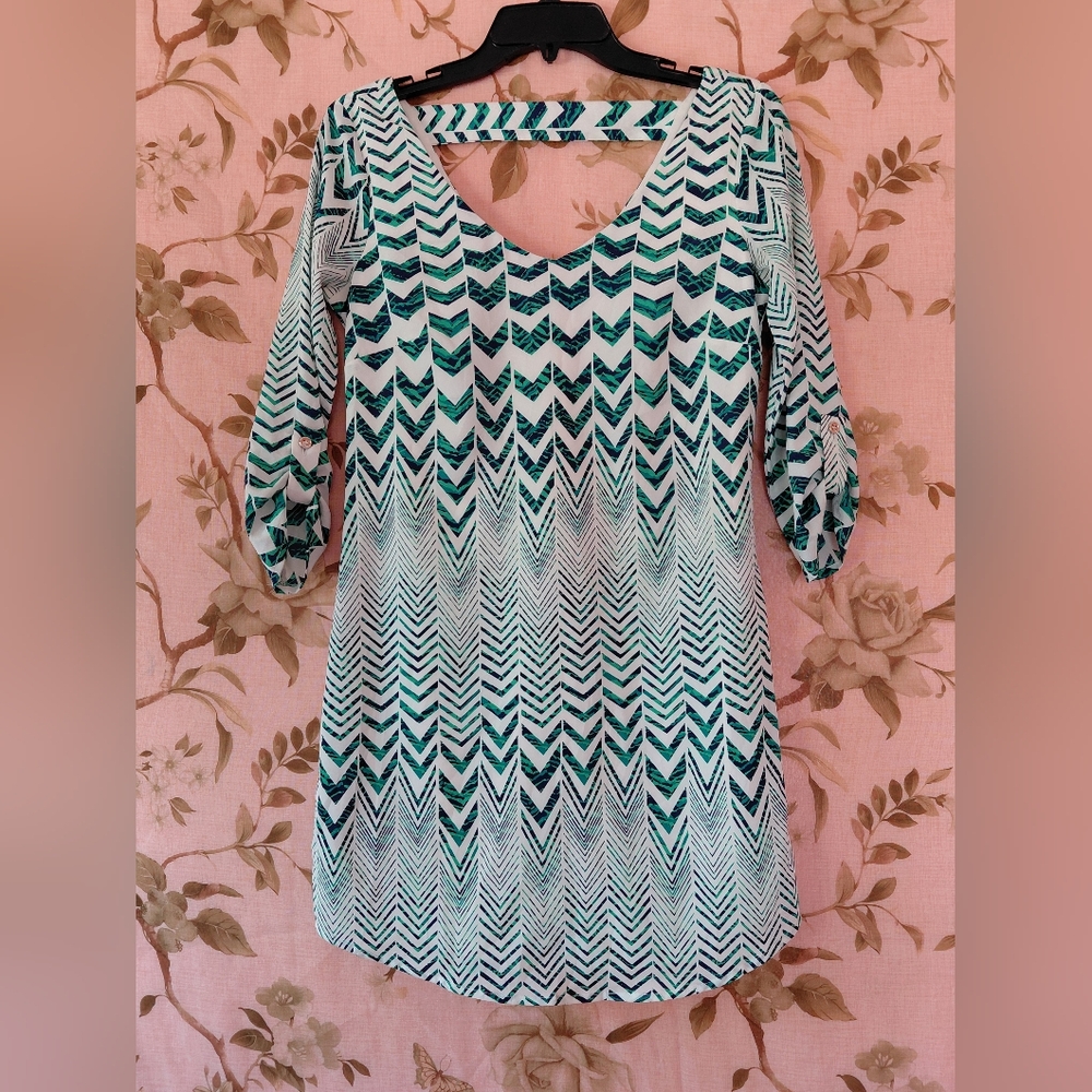 Charlotte Russe Size Xs Geometric Chevron Boho Print Summer Mini Dress